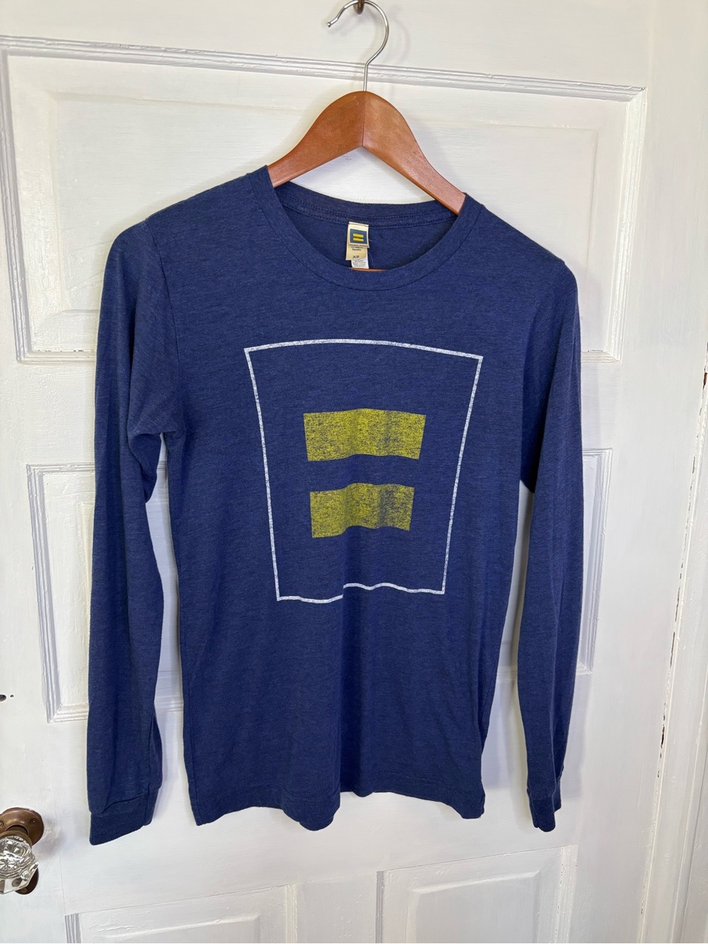 Human Rights Campaign Navy Long Sleeve Graphic Tee with HRC logo
